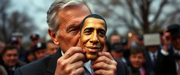 pin hole cam, bush holding an obama mask