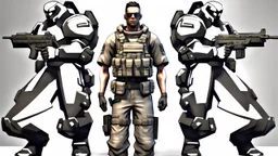 ps2 graphic, military, male, sci fi, game character, full body, t-pose, 3d render, old school shooter