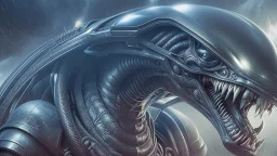 Alien in the style of H.R. Giger, high resolution, highly detailed, cinematic lighting, epic, centered