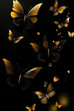 Fond abstract moderne et luxe ,couleur doré noir avec des papillons doré