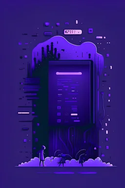 illustrations with a simple art style that show software use, use dark blue-purple and black, make it happy and minimal