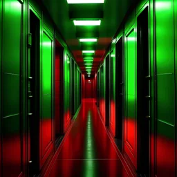 corredor metal verde vermelho