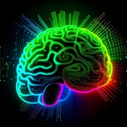 Create a RGB Brain and Background neon small and the left