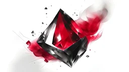 رسم ابداعي للؤلؤة أو ياقوتة ماسية حمراء داخلها وميض صغير أسود تبعث منها دخان ابيض خفيف فيه مع خلفية فاتحة فيها