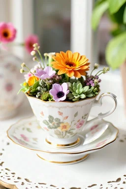 tea cup florarium style