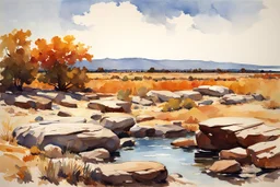 Sunny day, rocks, arid land, winslow homer watercolor paintings