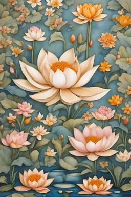 Channel the beauty of the Mughal Gardens with detailed hand-painted representations of traditional Indian flowers like lotus, marigold, and jasmine. Incorporate intricate geometric patterns and water features.