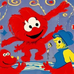 Elmo's World in the style of Soviet propaganda