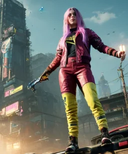 Billie Eilish, in stockings, cyberpunk2077