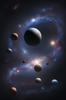 galaxy with planets dark