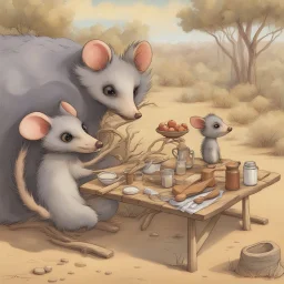 the peculiar picnic of the painted possums: an artful adventure in the outback --v 6.0 --style raw