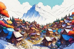 color draw mountain village