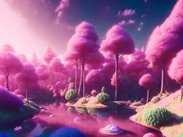 pink black crystal cosmic and galactic ambiance hill sky rocks sunny trees pools river surreal, full of details, smooth, bright sunshine，soft light atmosphere, light effect，vaporwave colorful, concept art, smooth, extremely sharp detail, finely tuned detail, ultra high definition, 8 k, unreal engine 5, ultra sharp focus