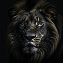 black lion portrait