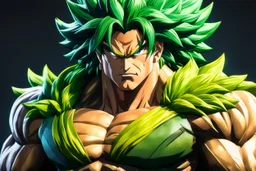 Broly in 8k realistic anime artstyle, dynamic pose, oshare kei, hurufiyya, rtx , intricate details, highly detailed, high details, detailed portrait, masterpiece,ultra detailed, ultra quality