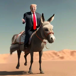 Donald trump riding a donkey