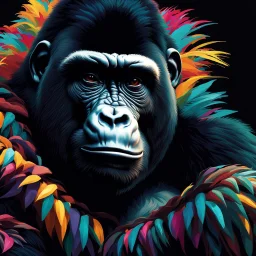 Full body Beautiful gorilla colorful art conceptual, amazing artwork, hyper detailed, ultra maximalist quality, 12k