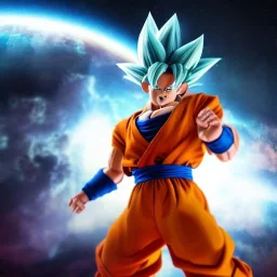 goku unreal 5, octane render,cinema4d, dynamic lighting, dramatic lighting, 4k, redshift render, highly detailed, hyper realistic, in space