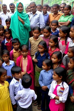 Opening shot: A noisy public place with a small and tense crowd gathered around Dr. Shumukh, a 10-year-old girl, a fierce and confident business leader
