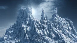 Rising before you is a six-hundred-foot-tall mountain of glacial ice, its peak carved to resemble a gigantic skull wearing a crown. Weaving up the mountain's southern slope are enormous stairs hewn from the ice. These steps, which extend from the base of the mountain to the base of the fortress, were clearly made for giants.