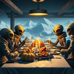 Thanksgiving dinner in Antarctica with space aliens