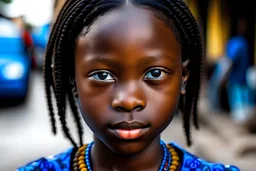 african girl with blue eyes on the streets of accra