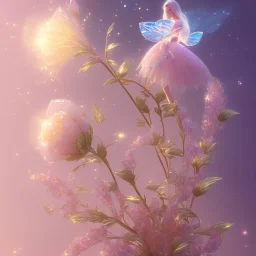 one big crystal subtle flower in a galactic ambiance with a beautiful fairy, transparent petals, delicate colors, in the foreground, full of details, smooth，soft light atmosphere, light effect，vaporwave colorful, concept art, smooth, extremely sharp detail, finely tuned detail, ultra high definition, 8 k, unreal engine 5, ultra sharp focus