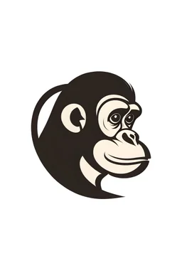 side profile of a thinking monkey, monocle, logo, simple and modern