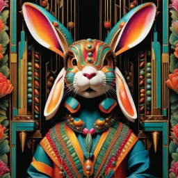 Beautiful rabit colorful art Deco, amazing artwork, hyper detailed, ultra maximalist quality, 12k