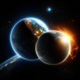 critical point abstract planet earth and the moon and the sun