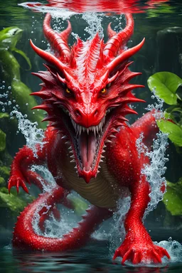 slime red dragon in water cool looking