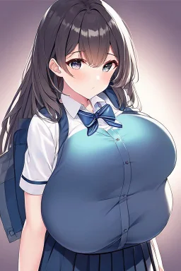 cute big girl wearing school uniform