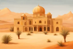 a palace in a desert landscape by artist "Ingrid Umber", by artist "Sienna Lamberts"