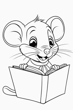 blank colouring book, white blank background, simple picture for toddlers, little mouse, disney and pixar style