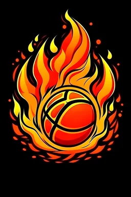 a flaming basketball cartoon