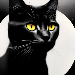 Generate a close-up illustration of cat in a neo-noir style, reminiscent of the film noir genre. Showcase her beauty, but with a sense of danger and mystery, through the use of shadows, contrasts, and a bold, dark color palette. The illustration should evoke a feeling of suspense and intrigue, capturing the essence of the neo-noir genre