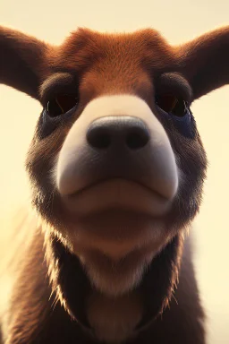 Close-up Portrait of a cool animation animal character, cute, witty, striking and one of a kind, 2d