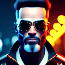 cartoon square face hyper detailed,with eye patch, neons , digital art, trending in artstation, cinematic lighting, studio quality, smooth render, unreal engine 5 rendered, octane rendered,