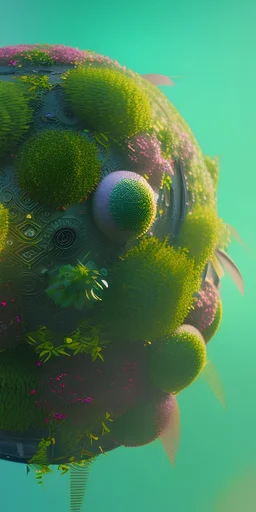 globe, plants and flowers around, kente, cinema 4d, octane render, high detail