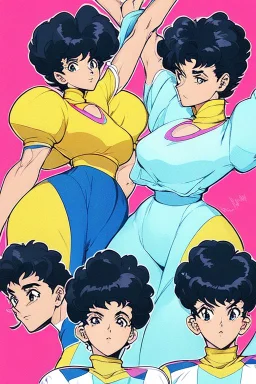 Relaxed and Stylish Anime 90s , short black hair , two personalities