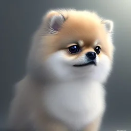 cute pomeranian, dramatic, dramatic lighting, volumetric lighting, hyperrealism, 8k, high quality, photorealistic, lot of details