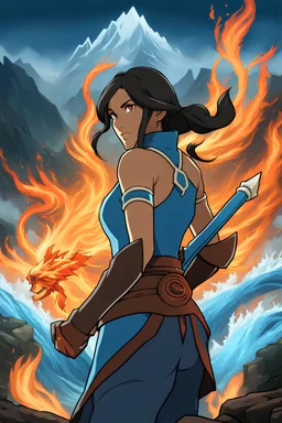 Avatar Korra as a Final Fantasy character, in The Avatar State, Feel the fire blazing, Feel the water raging, Fear not the tempest wailing, Fear not the borders hailing, Final Fantasy 16 Art Style
