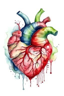 the human heart. watercolor drawing.