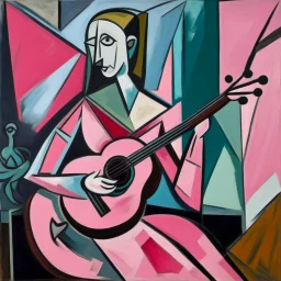 picasso Neoclassicism pink woman and guitar