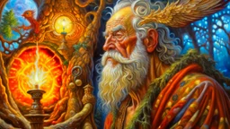 oil painting, Methuselah, majestic, festive, divine, beautiful composition, exquisite detail