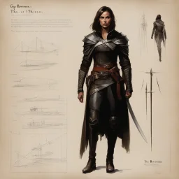 ConceptSheet by Guy Borremans: 'The Prince of thieves' - sexy leather mithril Design for the woman rogue