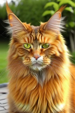 Confused mainecoon cat orange