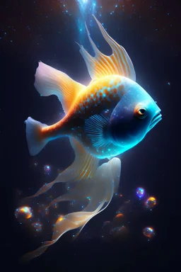 3D light fish in space