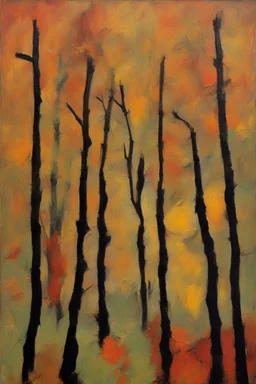 autumn forest in the style of frank Auerbach