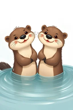 Cute cartoon otters